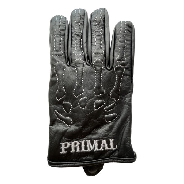スカル 牛革レザーグローブ ブラック/アイボリー Mサイズ PLG-501BKIVM