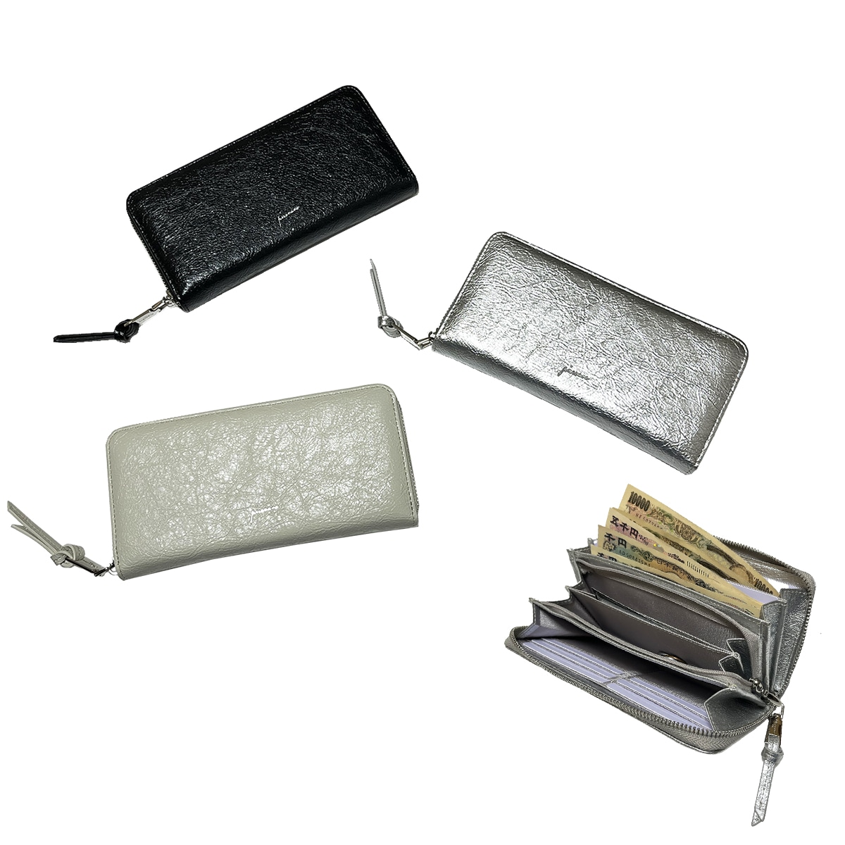 クラックラウンドファスナー長財布ファスナー財布ロングウォレット長財布大容量財布クラッチ3カラー