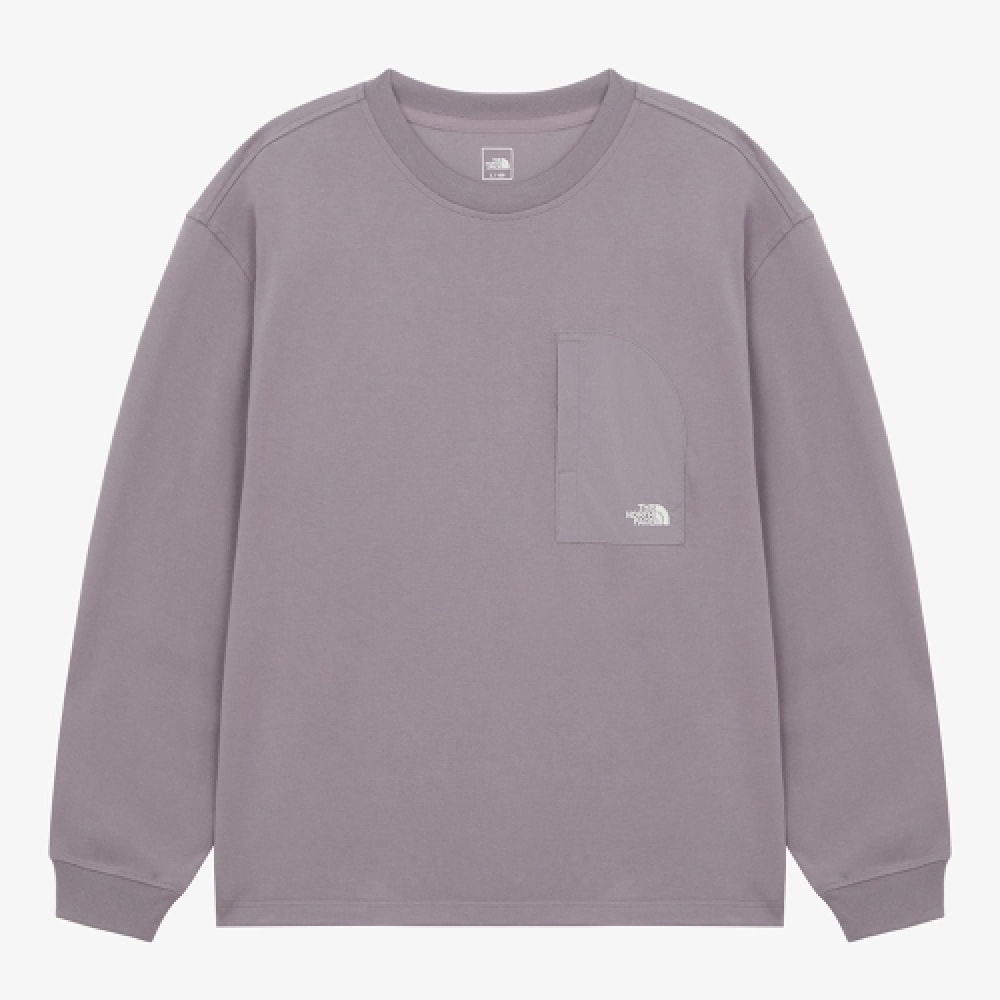 THE NORTH FACE 男性ドミロングスリーブTシャツ_GRAYISH LILAC NT7TR04C