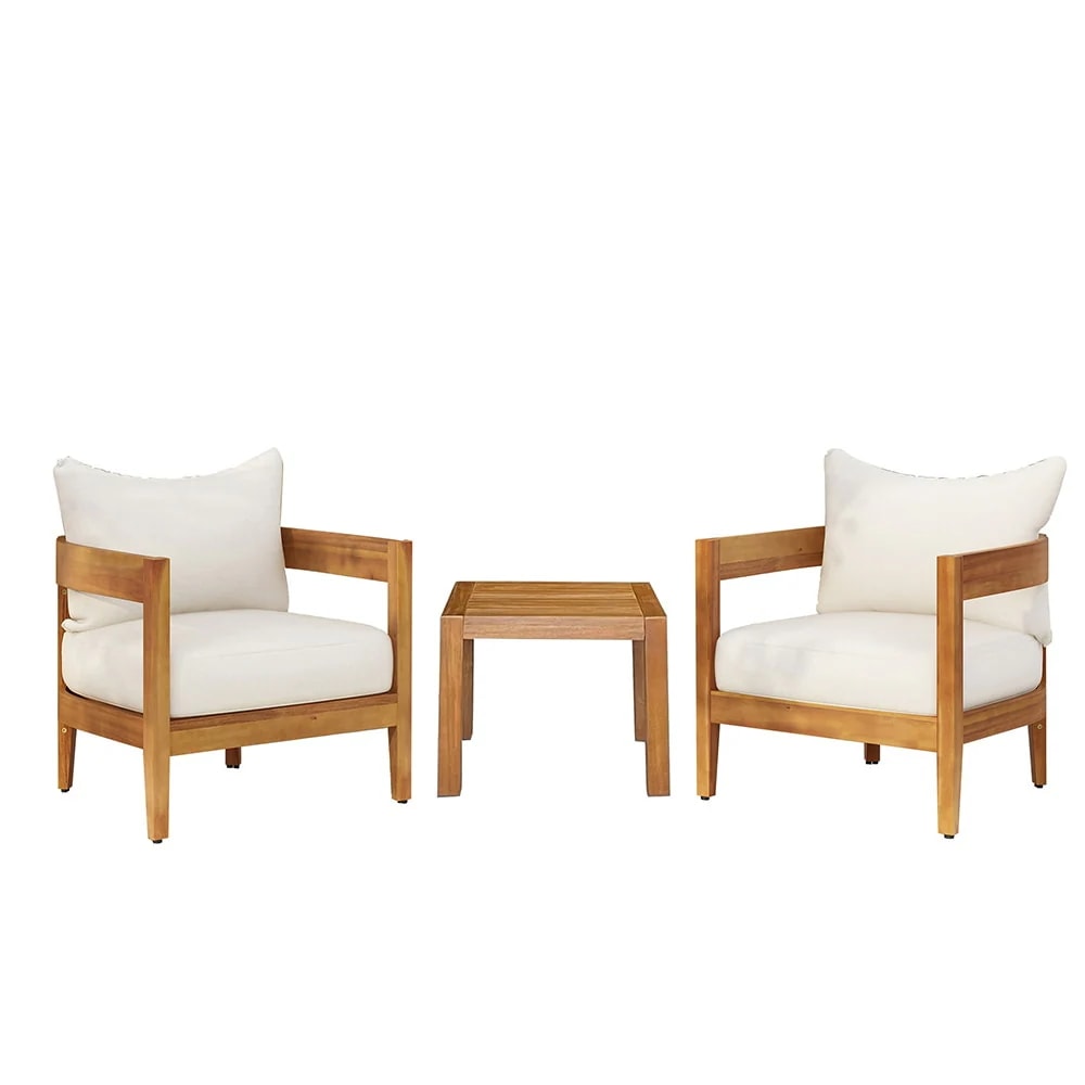 【国内即日発送】ガーデンファーニチャー 3点セット 天然木 屋外用 肘掛け ソファ ガーデンファニチャー ホテル カフェ ベランダ テラス テーブル 家具 高級 おしゃれ【ナチュラル】