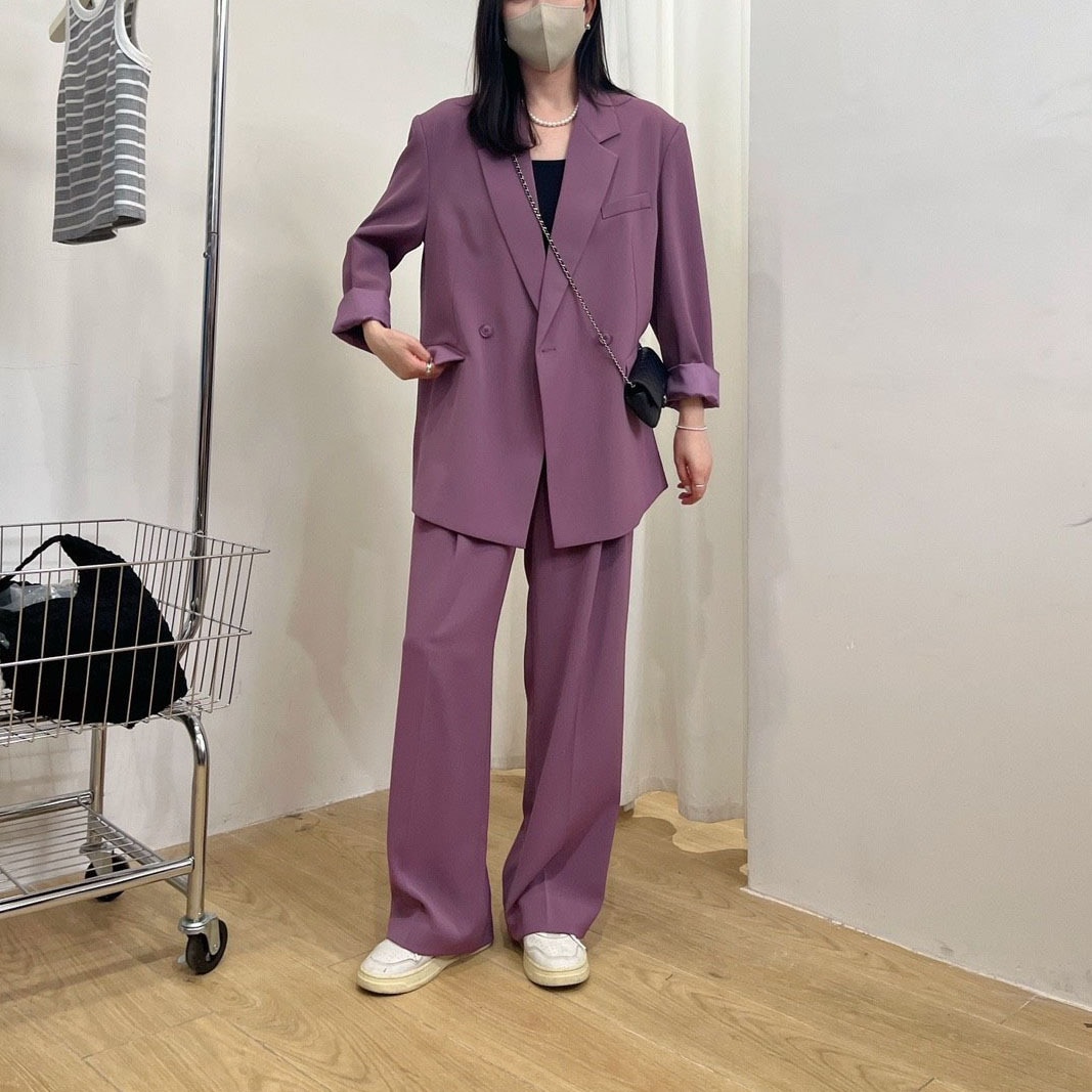 春 秋 スーツ スーツセットアップ 卒業式 入学式 カジュアル ジャケット/ワイドパンツ2点セット 大きいサイズ 新作 レディース オフィス 通勤ファッション