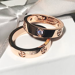 クロスサージかルステンレス製、18金メッキ仕上げられたシンプルなスワロフスキー クリスタルLOVEリングCZ ダイヤモンド