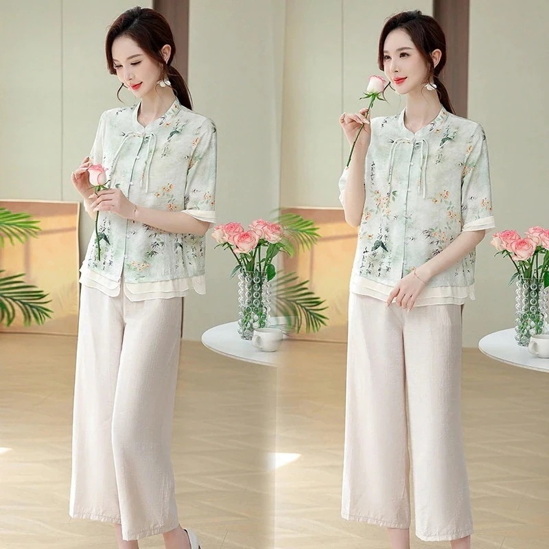 セットアップ レディース 24新型の半袖新式シャツ2点セット ウェア セットアップ スウェット上下セット スーツ