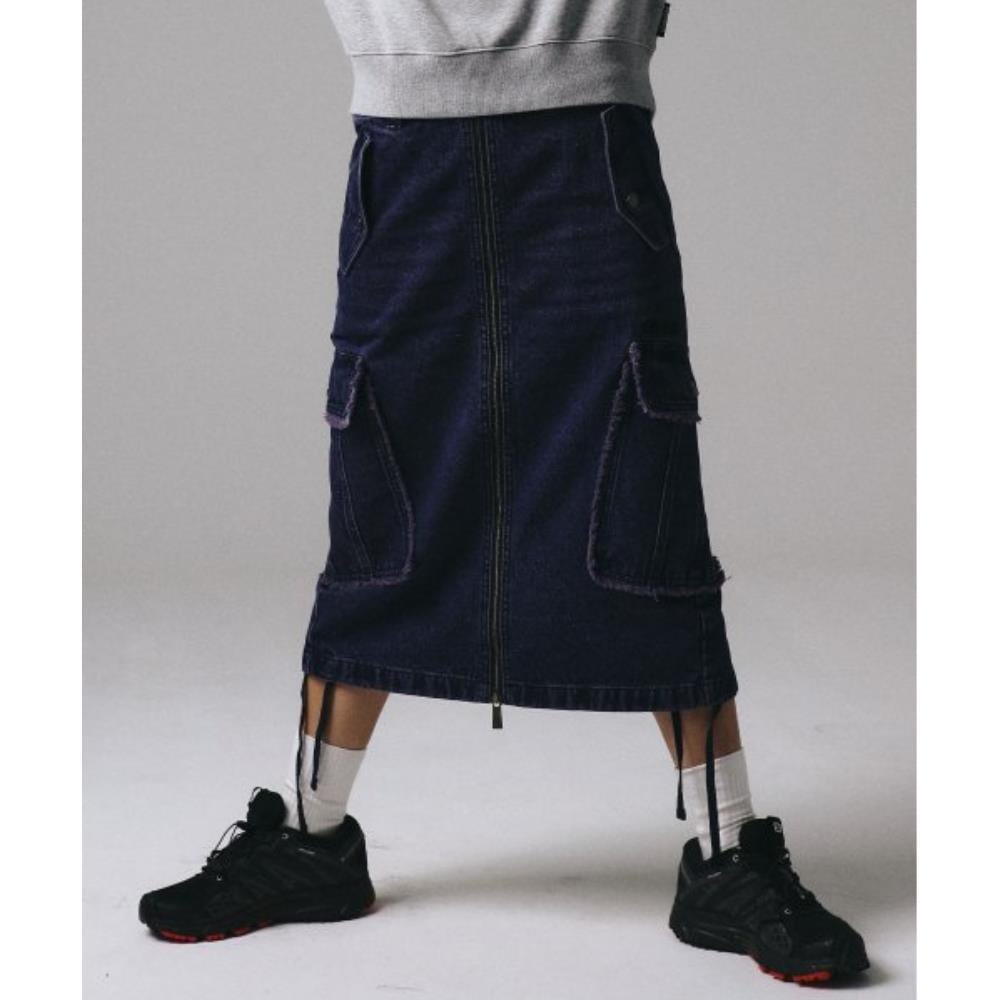 PRENDA COLOR WASH POCKET DENIM SKIRT CHARCOAL PRTHFWDS02