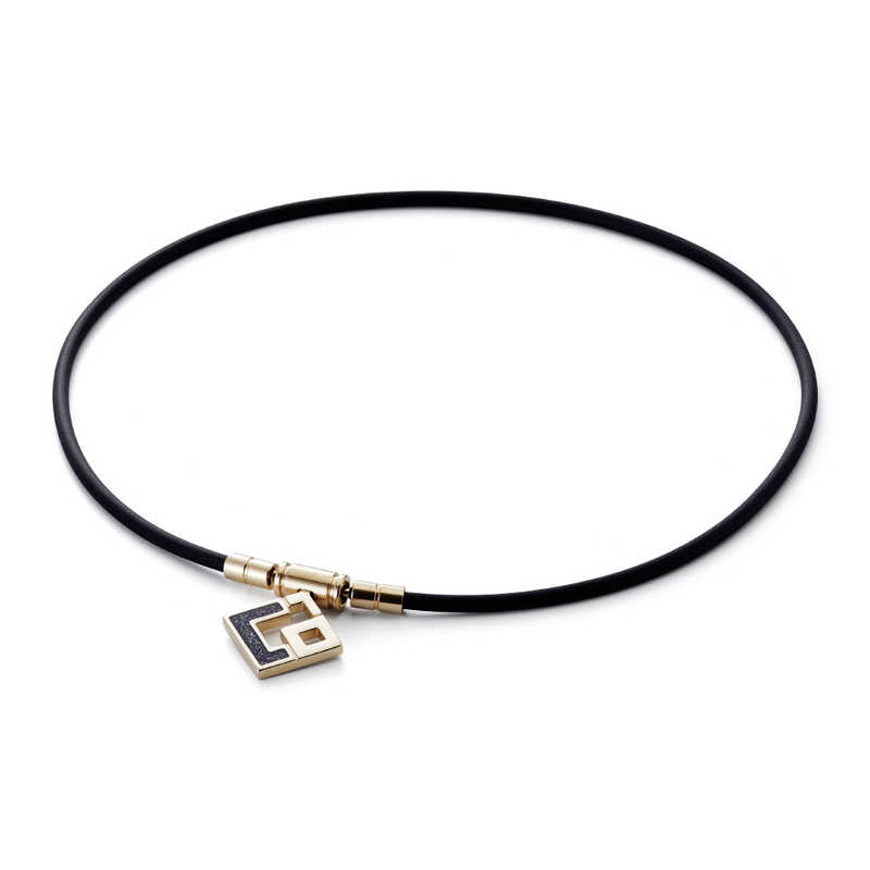 コラントッテ　TAO ネックレス スリム AURA mini(Mサイズ：43cm)ブラックループ シャンパンゴールド×ブラックラメ　DAAAI1013