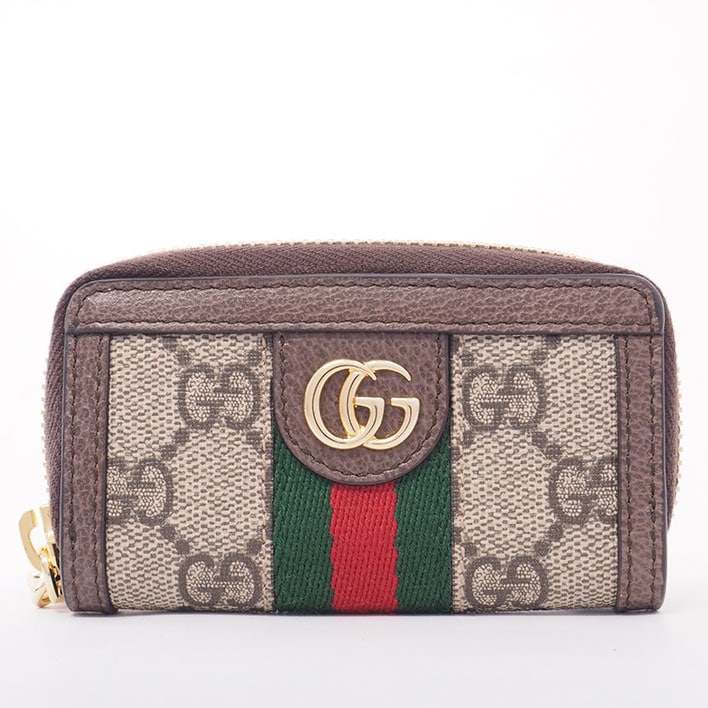 【未使用品新古品】グッチ GGロゴ キーフック付き ゴールド金具 GGスプリーム×ウェブ 523157493075 レディース【コインケース】