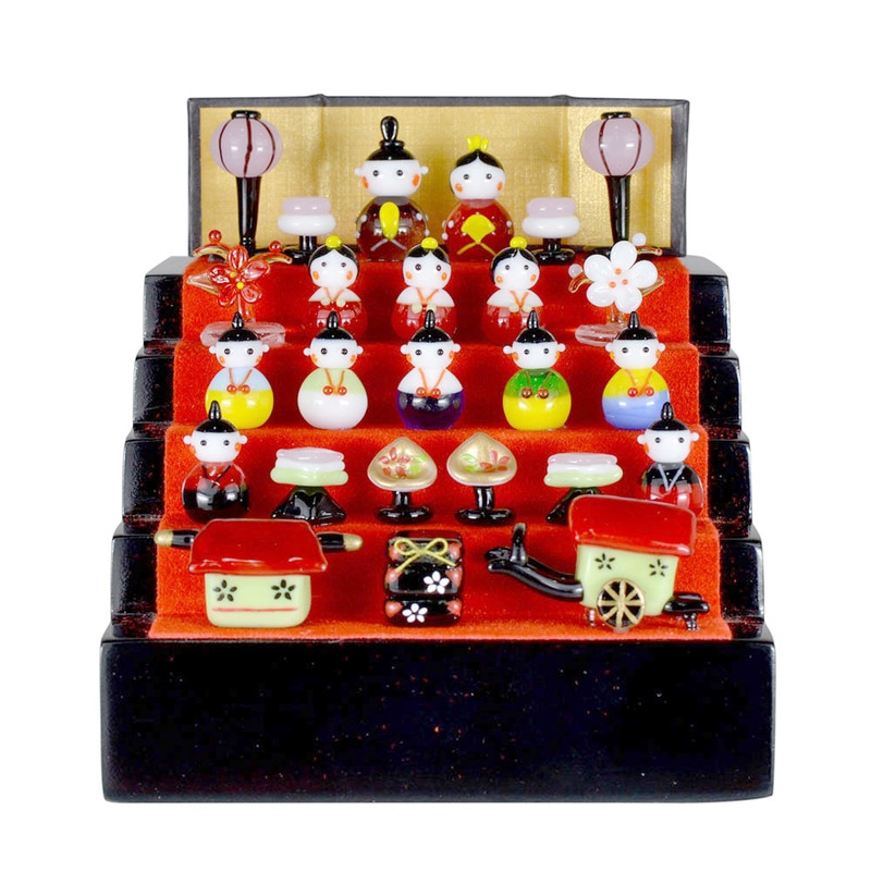 雛人形 ひな人形 コンパクト ガラス細工 春の豆雛五段飾り 【 ディスプレイ 雛飾り フィギュア 店舗装飾品 販促品 桃の節句 POP ひな祭り 雛祭り デコレーション ひなまつり お雛様 おもちゃ