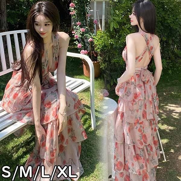 背中 開き ワンピース リゾートワンピ ハワイ リゾートワンピース 沖縄 夏ワンピ マキシワンピース 肩見せ 夏 レディース ビーチ 旅行 大人可愛い 母の日 プレゼント Aライン ピンク