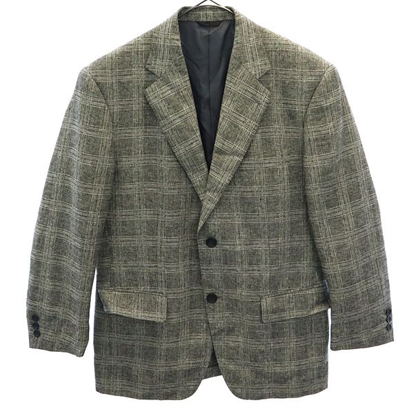 ダーバン 日本製 チェック リネン ウールブレンド テーラードジャケット グレー系 Durban メンズ