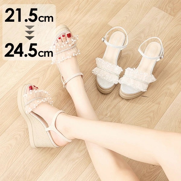 サンダル 厚底 ウェッジソール 9cmヒール ハイヒール 厚底サンダル かわいい ストーム ヒールサンダル 小さいサイズ レディース 靴 女性 小さいサイズ 大人 さんだる 旅行 お洒落 ベージュ ピ