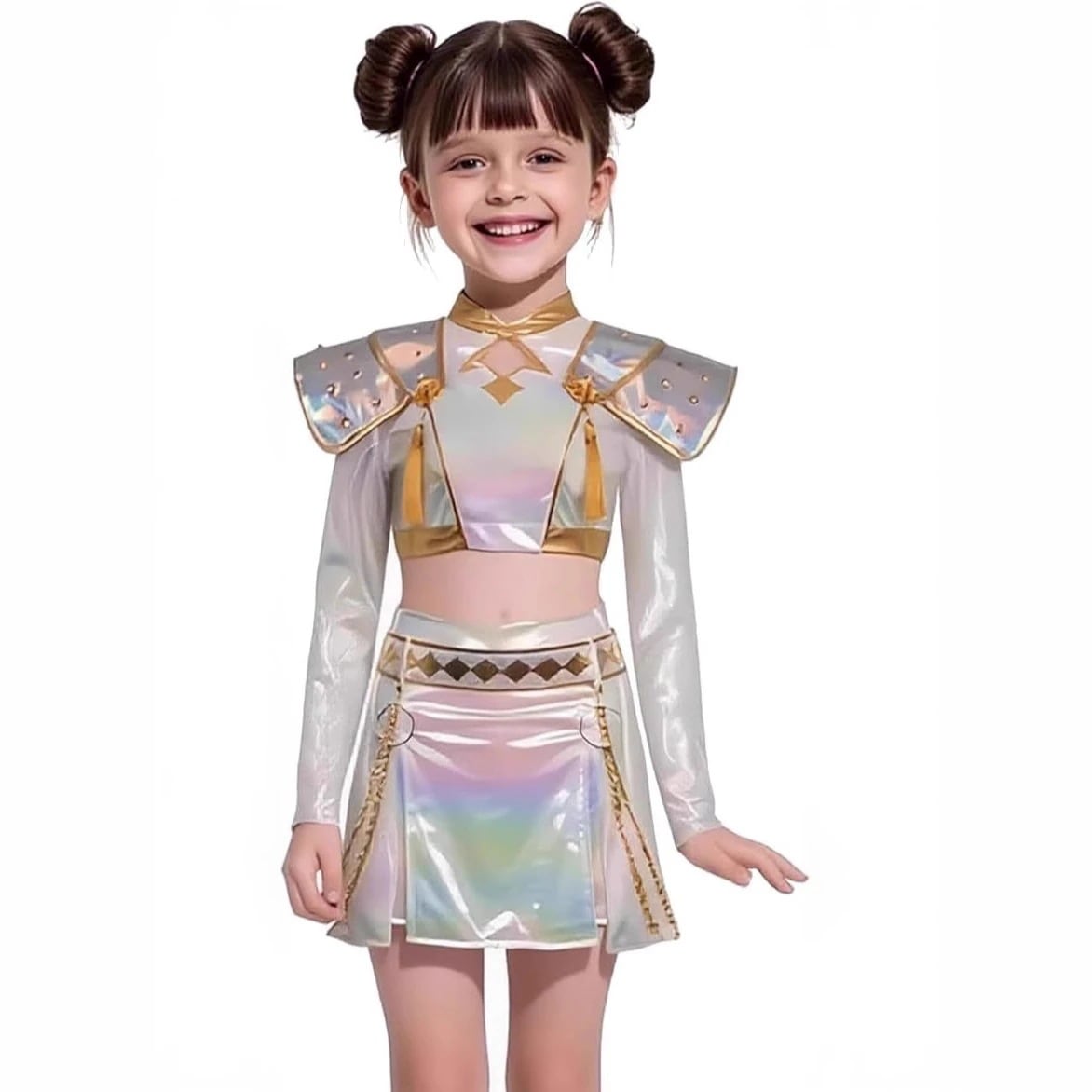 2025ハロウィンK-POPデーモンハンターガールズグループコスプレ衣装ミラゾイルミグラデーションカラー子供用歌唱衣装ホワイト