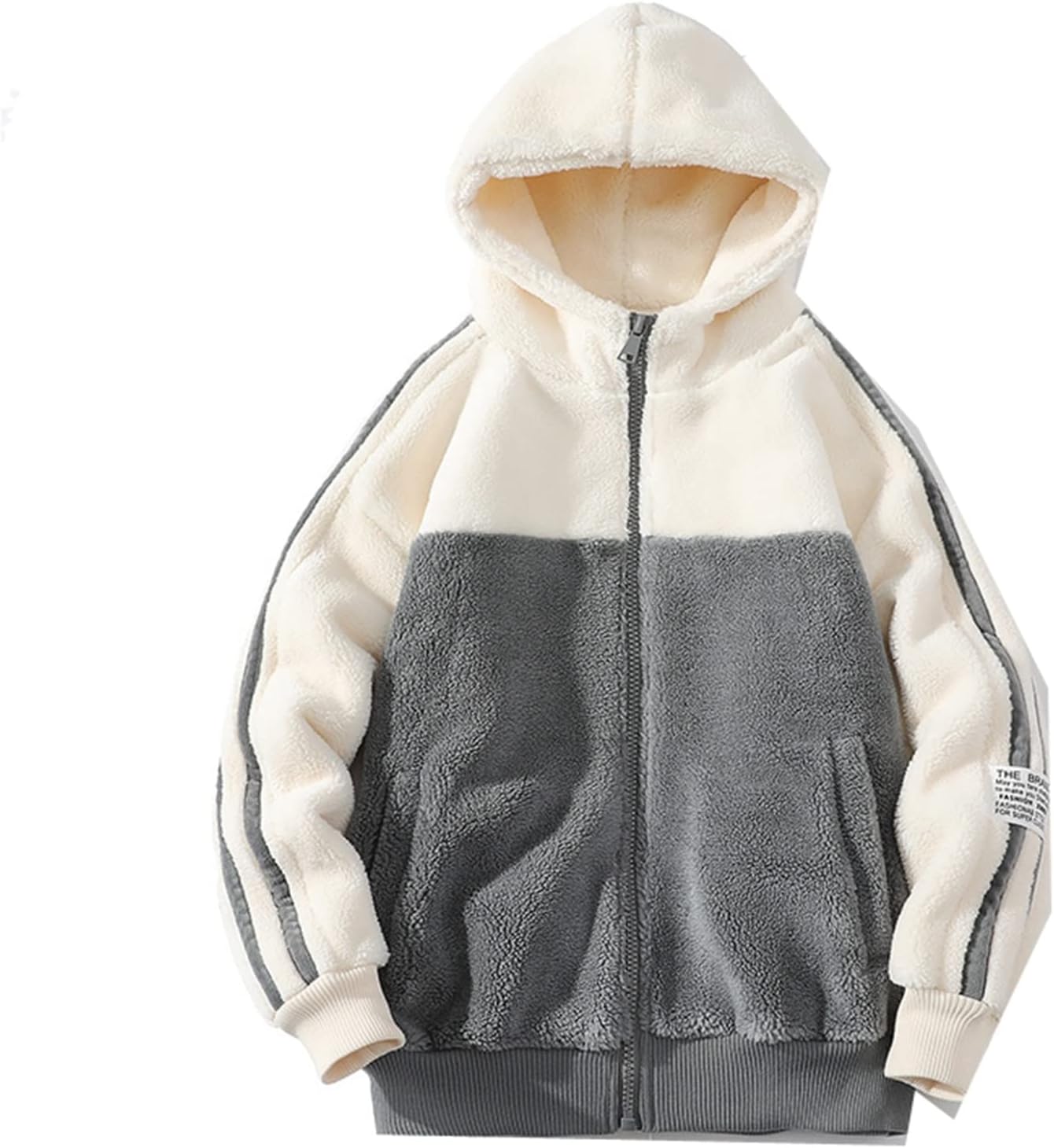 フルジップジャケット メンズ フリース ボア 秋服 冬着 パッチワーク フード付き ポケット スタジアムジャンパー スタジャン 厚手 ブルゾン 綿服 ショートコート 防寒着 暖かい