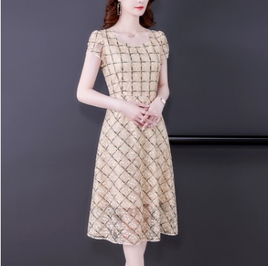 ワンピース 膝丈 半袖 Uネック スリム ストレート シースルー 大人可愛い きれいめ 上品 おしゃれ ラブリー キュート ガーリー セクシー 主役級 花柄 チェック柄 夏 10代 20代 30代