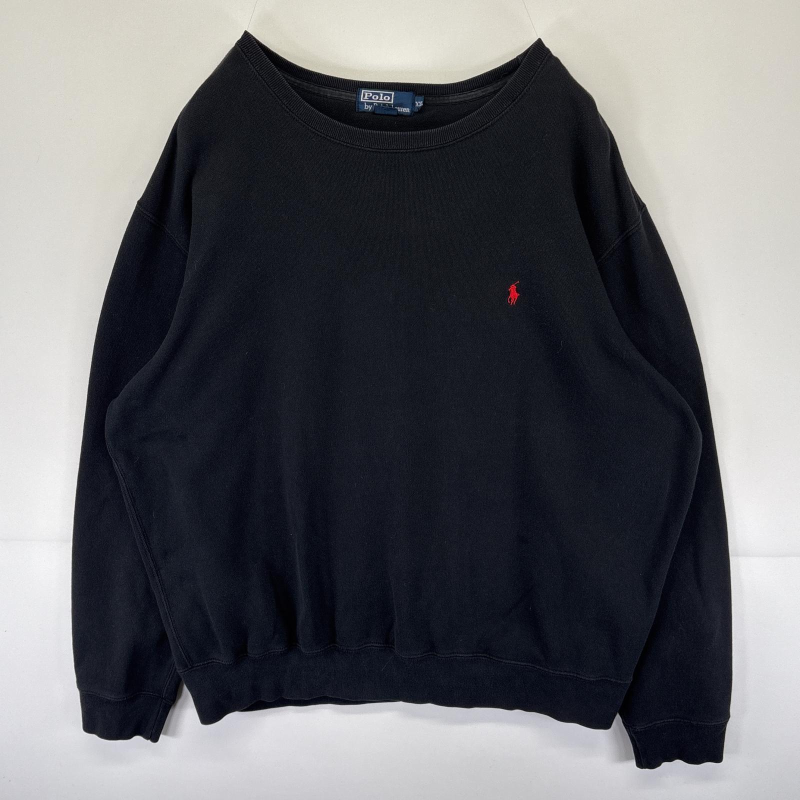 古着 ポロバイラルフローレン Polo by Ralph Lauren スウェット ワンポイントロゴ刺繍 プルオーバー トレーナー XXL ブラック メンズ