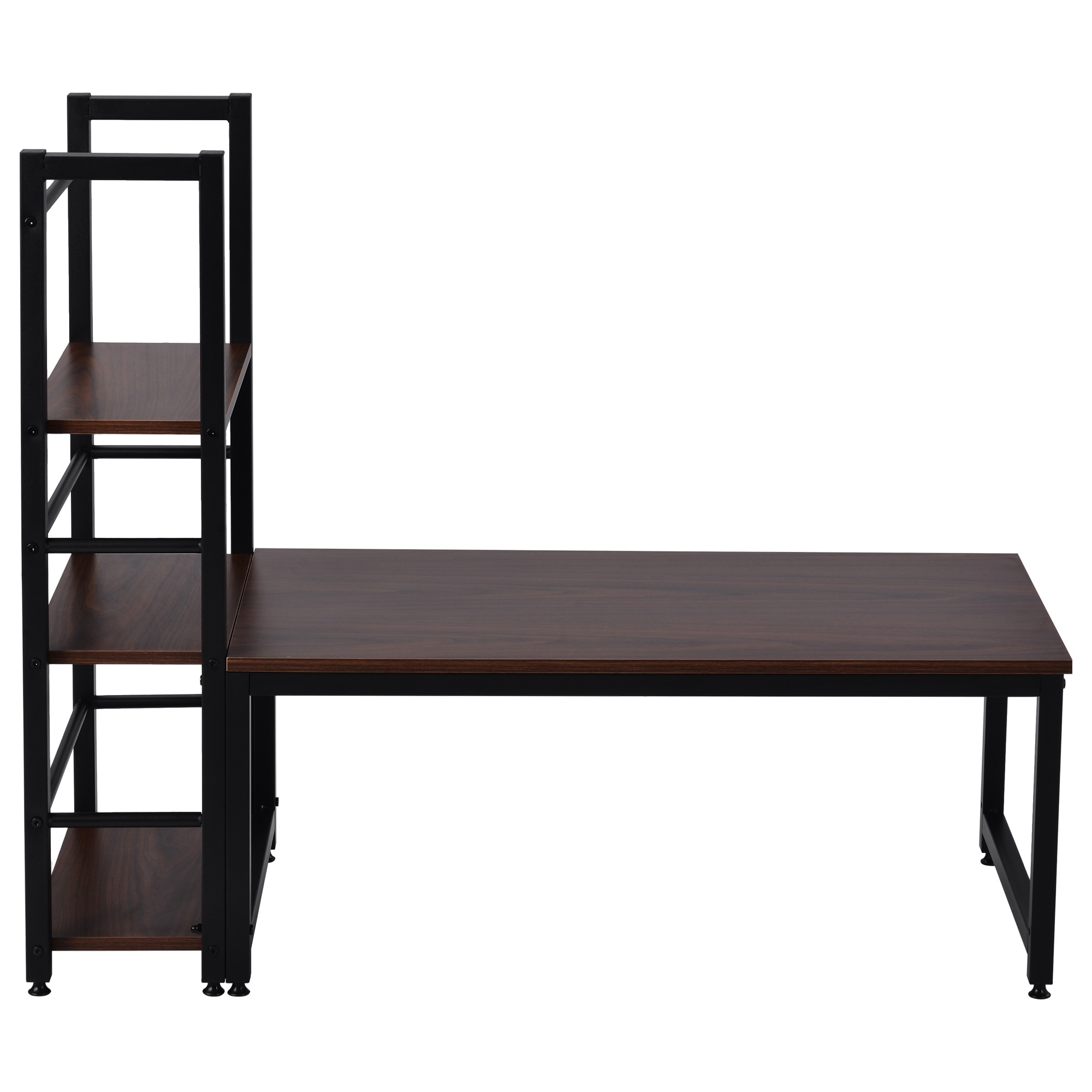 【通常価格4800 大手バイヤー様募集中】【ブラウン】家具专门店 ロータイプデスク パソコンデスク 実用な一体分離両用　溢れる天然木の魅力　省スペース 3段シェルフ付 座デスク ミシン台