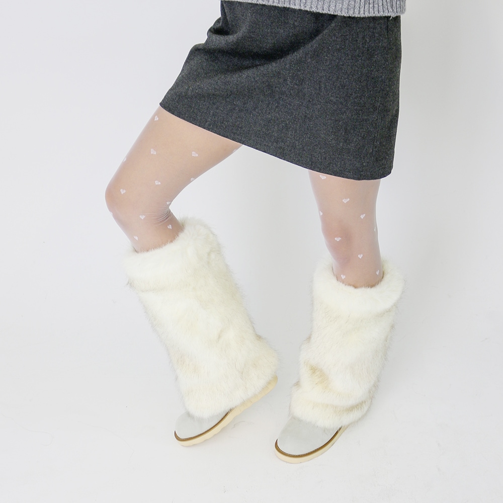 Bear Fur Long Boots Ivory