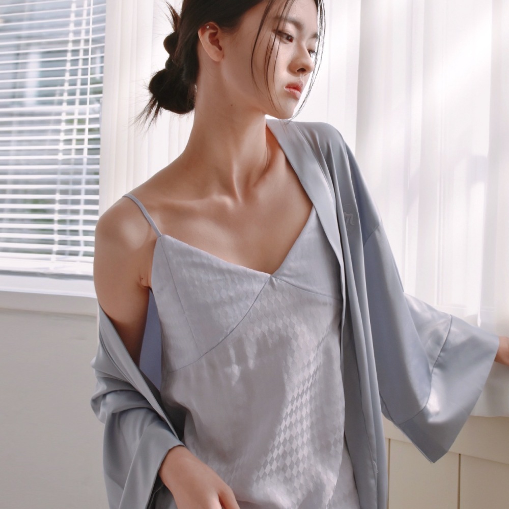 [SET] Stella slip robe purpleルームウェア