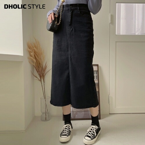 バックゴムスリットデニムスカート・p276604