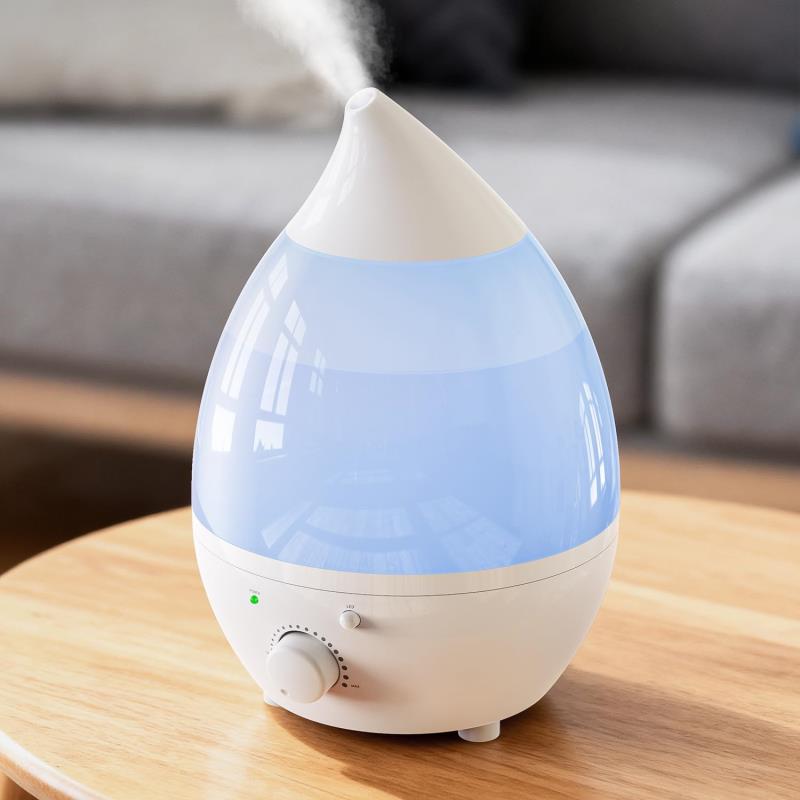 卓上加湿器 小型【2025年モデル・しずく型デザイン】超音波式 ミスト量無段階調整 1.8L容量 最大120ml/h 静音運転 LED雰囲気ライト搭載 712時間連続運転 アロマ対応 空焚き防止機能