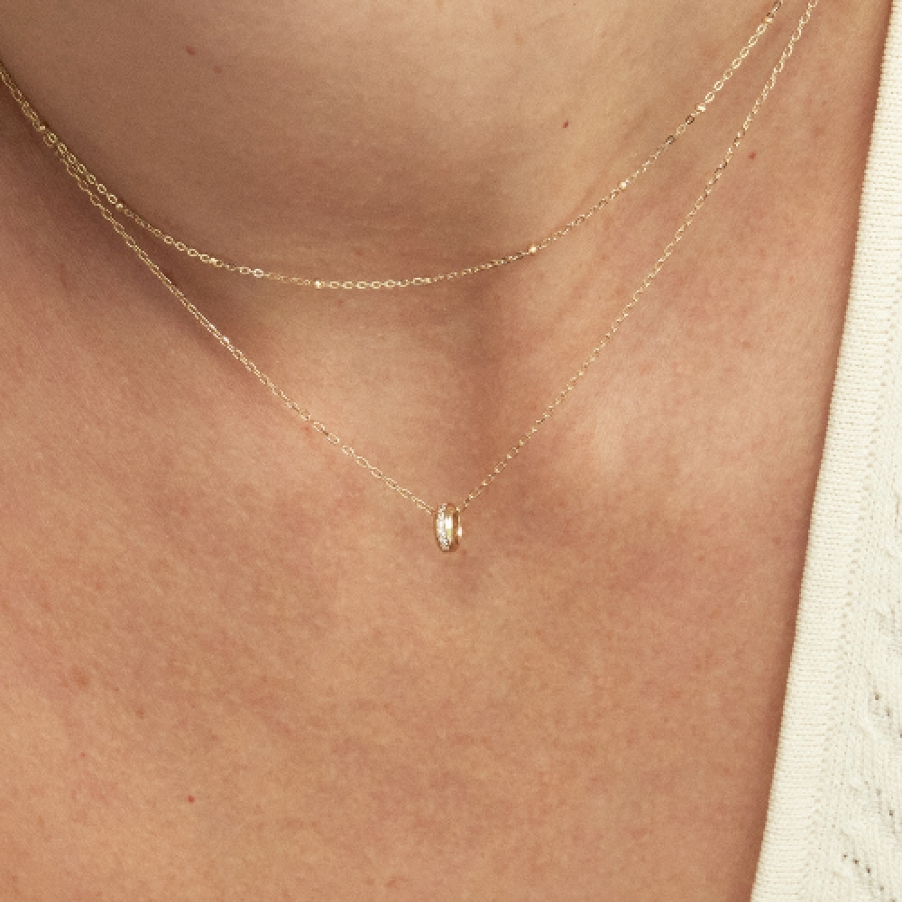 LUNNE 14k ソリッドミドルパヴェロンデルペンダント S (14K ゴールド) LFP14 19,600円