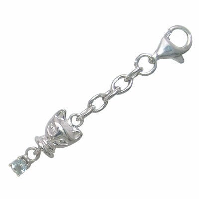 幸せを招く猫モチーフ ( 3月誕生石 ) シルバー アクアマリンチャームトップホルダー楽ギフ_包装