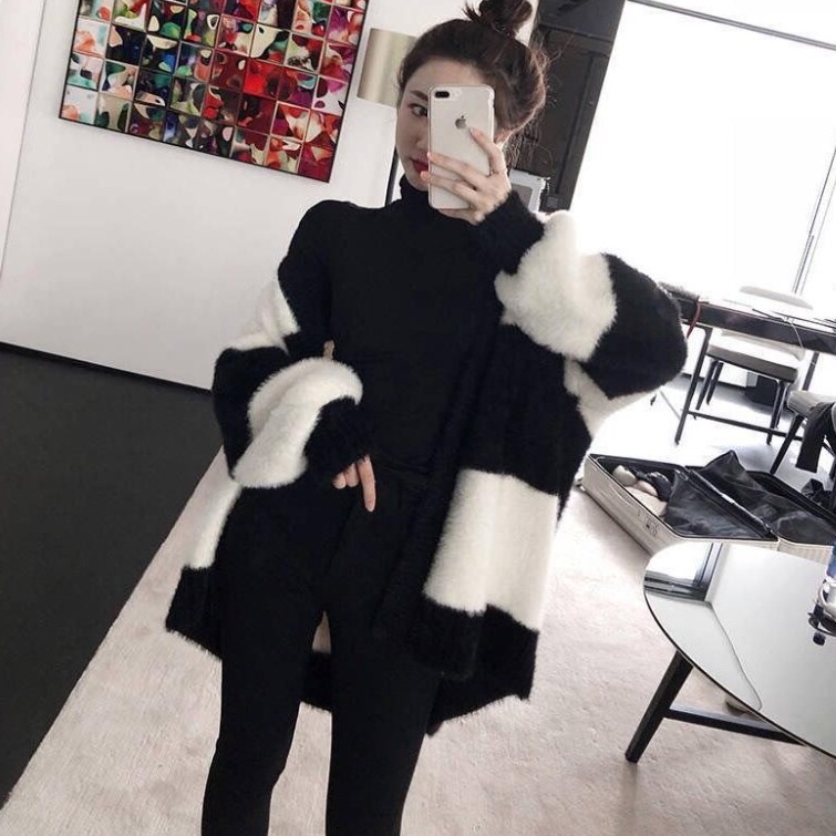 レディース トップス カーディガン 普通丈 長袖 袖あり 襟なし ふわふわ 前開き ボタン バイカラー ベルベット かわいい 大人可愛い シンプル カジュアル おしゃれ レトロ ラフ ボーダー 秋 冬