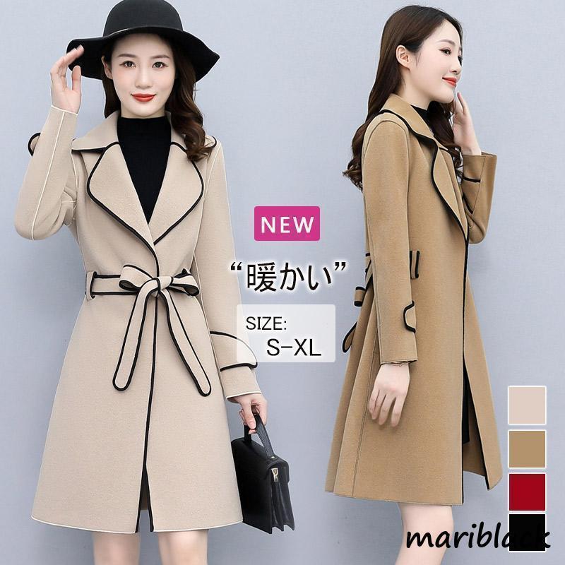 新作 チェスターコート ラシャコート レディース ベルト付き ファッション 通勤 ゆったり 防寒 着痩せ 上品 体型カバー