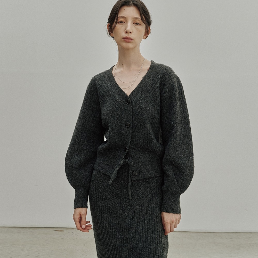 NOIER 】 CAMEL BALLOON CARDIGAN : CHARCOAL カーディガン