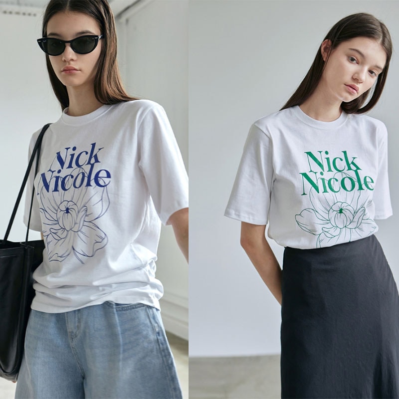 韓国の人気ブランド / フラワー半袖 Tシャツ