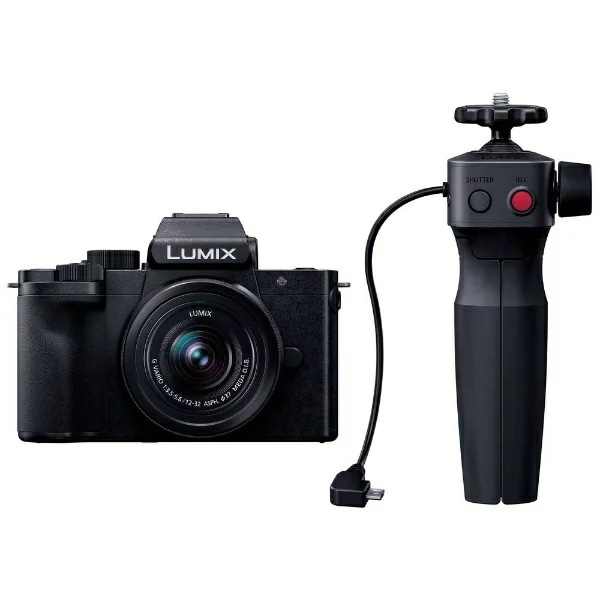 LUMIX G100 VLOGミラーレス一眼カメラ Vキット トライポッドグリップ付 ブラック DC-G100V-K ズームレンズ