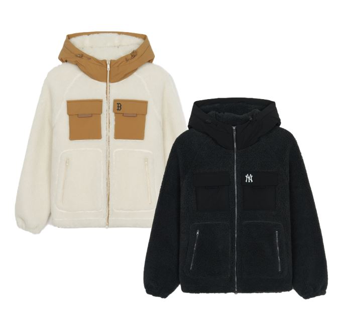 Woven Mixed Fleece Hood Zip Up