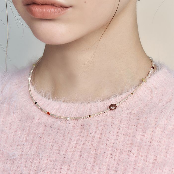 gemstone harmony necklace 2色 おしゃれ 韓国芸能人着用 韓国ファッション