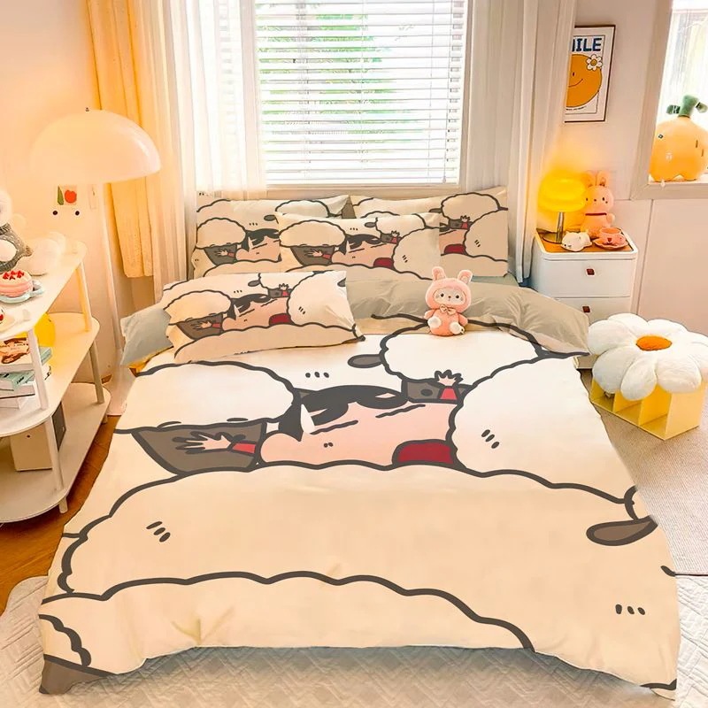 漫画 4 ピース純綿クレヨンしんちゃんキルトカバー純綿学生寮シングル子供男の子 3 点セット