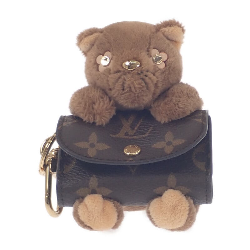 LVキュートモノグラム M01561 バッグチャーム モノグラムキャンバス ブラウン ゴールド金具 レディース 猫 キーホルダー アクセサリーケース【ABランク】