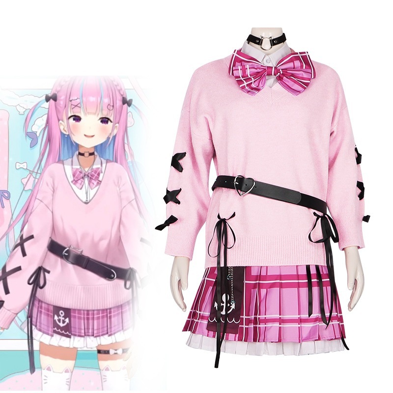 仮想アンカー vtuber 毛利アクアセーターシャツスカート女性スーツゲームアニメコスプレスーツ