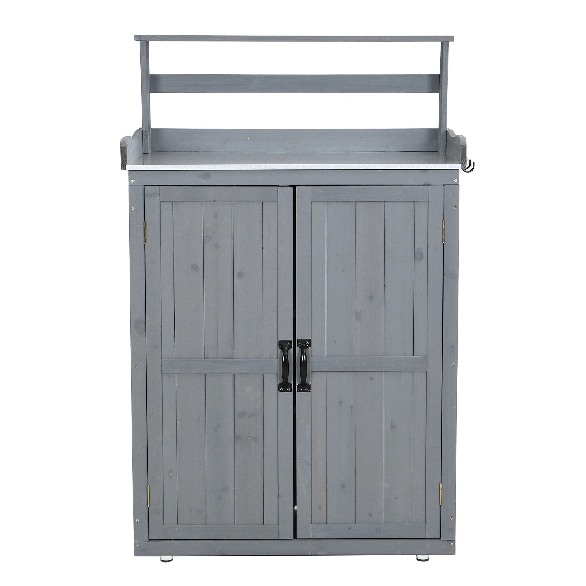 物置き 木製 収納庫 観音扉 ガーデニング用品 小屋 戸外収納庫 大型 屋外物置 棚 大型 ドア ベランダ 物置き 屋外収納 ガーデニング ウッド 園芸用品 庭 倉庫 DIY 頑丈 新作【グレー】