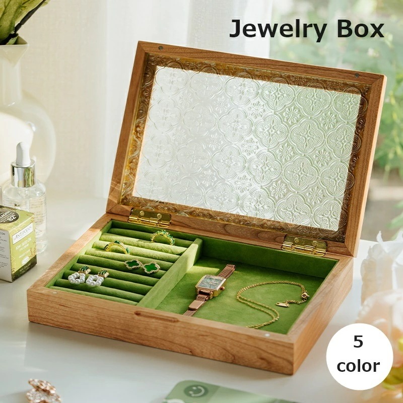 ジュエリーボックス アクセサリーケース 収納ボックス 木製 仕切り アンティーク風 かわいい おしゃれ リング 指輪 ピアス イヤリング