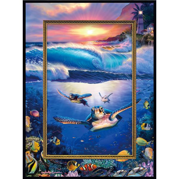 ユーパワー クリスチャン/リース/ラッセン ビッグアート Mサイズ 「カミングホーム タートルズ」