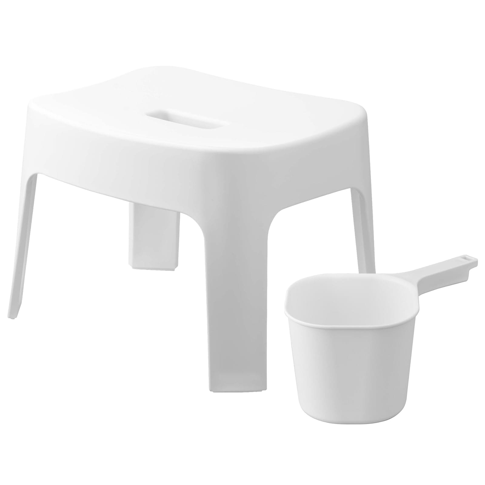 山崎実業(Yamazaki) マグネット風呂イス 座面高25cm マグネット手おけ 【2点セット】 tower 浮かせる収納 バスチェア ホワイト 6925 3607