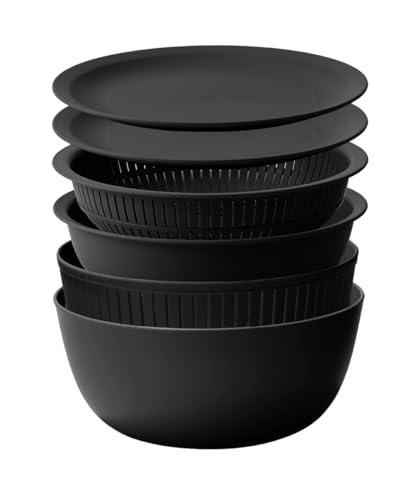 ライクイット (like-it) ざる ボウル 電子レンジ対応 Colander&Bowl 米とぎにも使える ザルとボール ブラック 6点セット