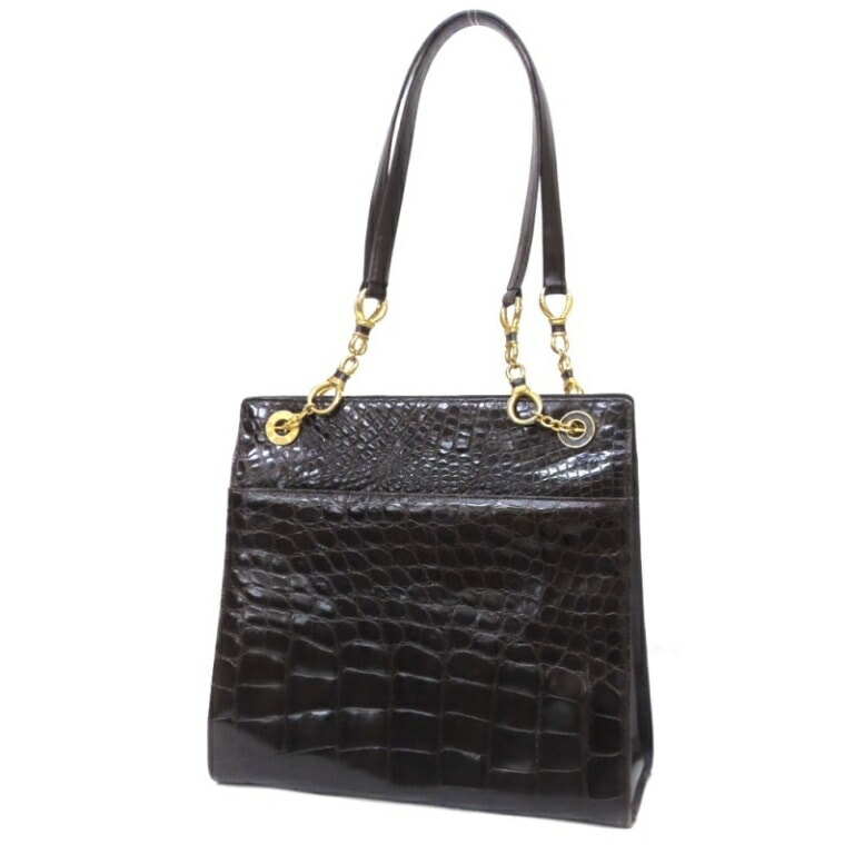 ｺﾝﾃｽ COMTESSE ﾄｰﾄﾊﾞｯｸﾞ ｸﾛｺﾀﾞｲﾙ ﾌﾞﾗｳﾝ 【中古】(61680)