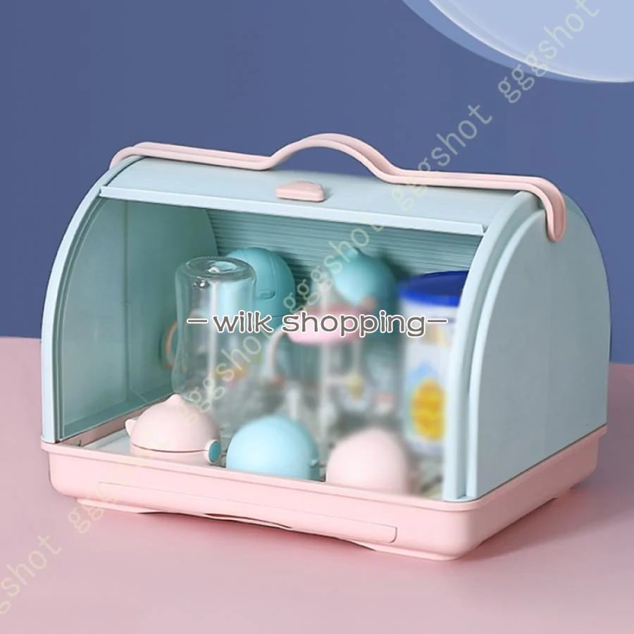 哺乳瓶ラック ボトル 水切り 赤ちゃん用品 取り外し可能 防塵 清潔 衛生 トレー付き 収納ボックス 食器乾燥ボックス キッチン用 水切りラック 蓋付き 多機能30%までに制限