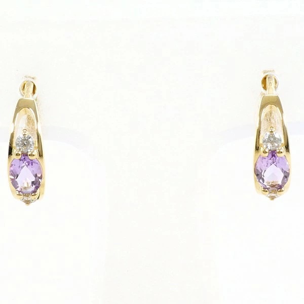 K10 10金 YG ピアス アメジスト ジルコニア 中古