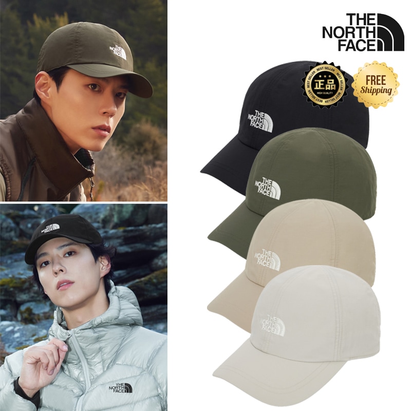 NE3CR50 TNF LIGHT BALL CAP PARK BO GUM 着用 パクボゴム 25FW 新作 帽子 ロゴ 刺繍 サイズ調整 UV 軽量 深めつば コーデ提案 パーカー ジャケット 冬