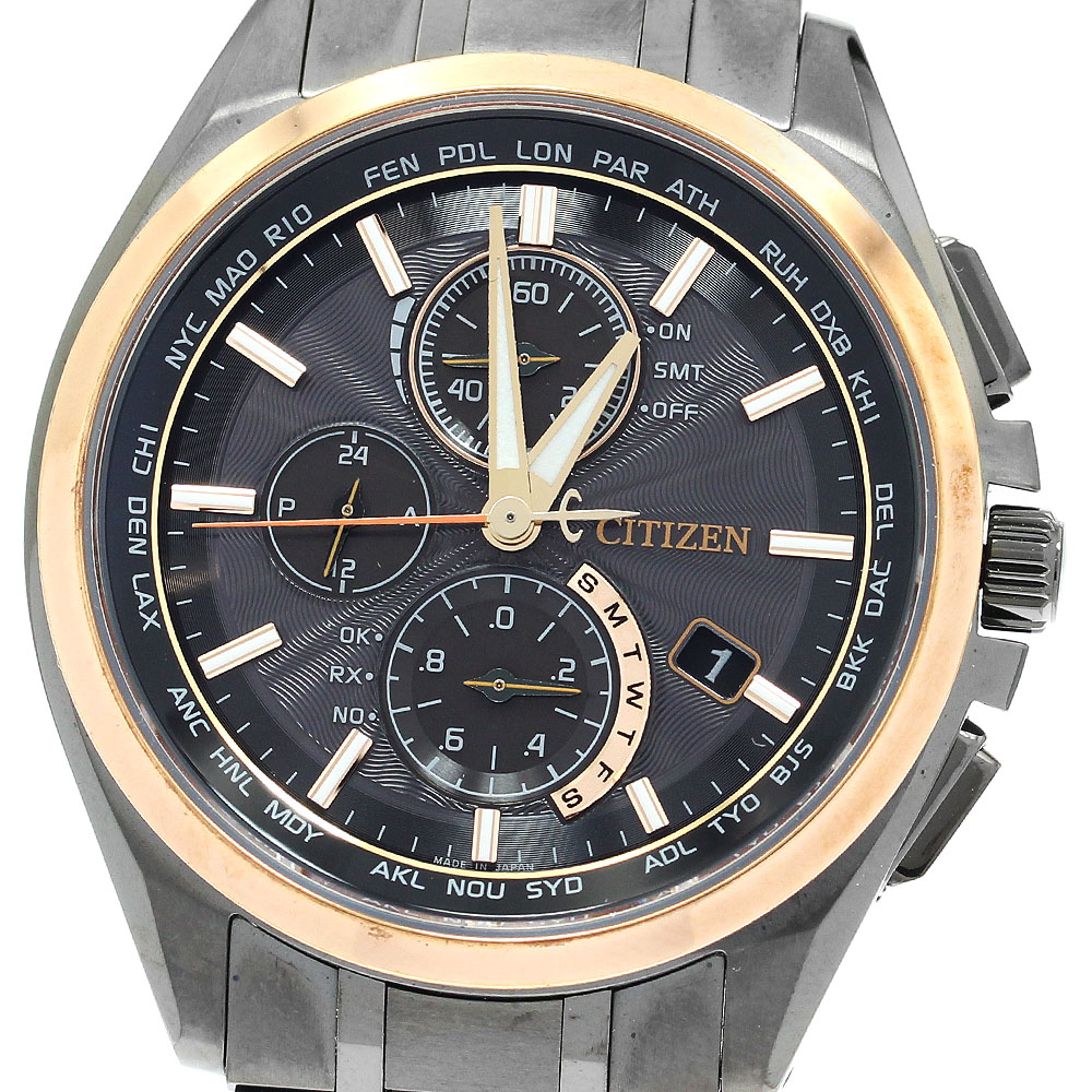 シチズン CITIZEN AT8046-51E/H804-T024131 アテッサ 100周年記念モデル ソーラー電波 メンズ 良品 _908269【中古】