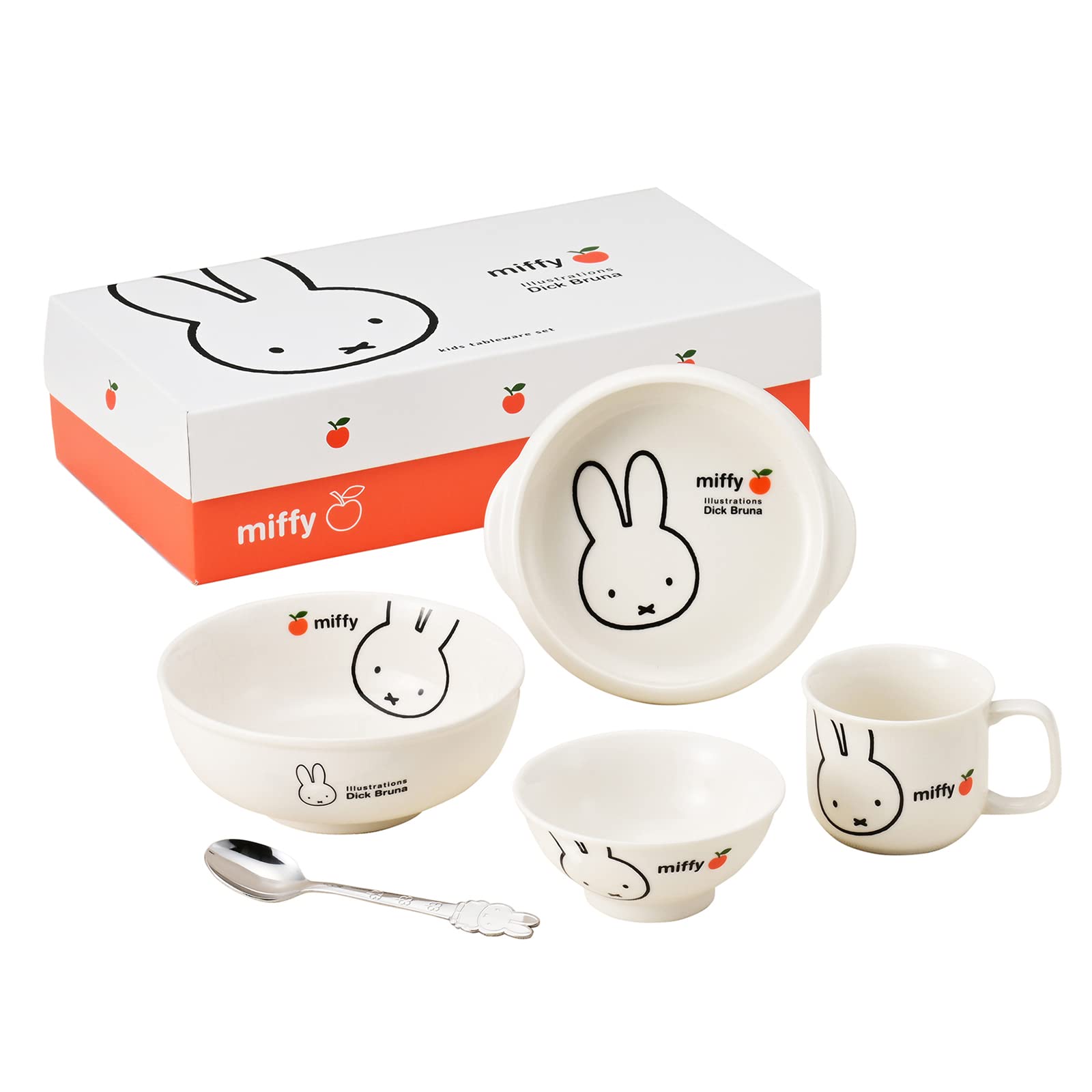 金正陶器(Kaneshotouki) ディック ブルーナ 「 ミッフィー 」 食器セット 子供 食器 陶器 ベビー アップル柄 ミッフィー グッズ 食洗機対応 電子レンジ対応 箱サイズ 30.5×16