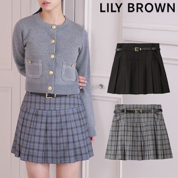 【SALE50%OFF】【即納】 リリー ブラウン LILY BROWN ボトムス ベルト付きプリーツスカショ スカート ショートパンツ ミニ丈 ハイウエスト lwfp251041