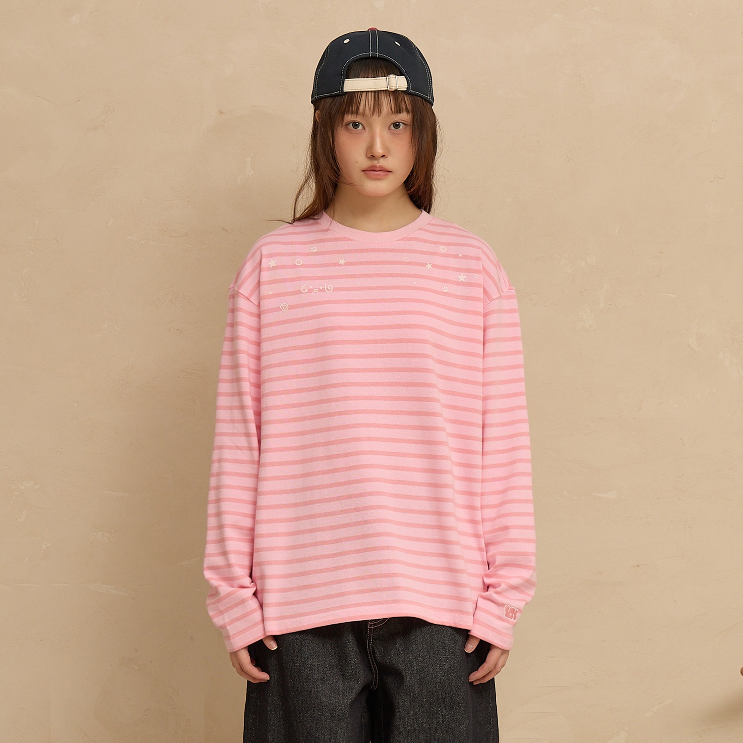 Stripe Multi Long Sleeve T-shirt PINK