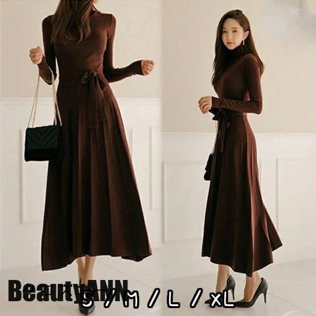 超目玉 新生活 ワンピース レディース ニットワンピース 秋冬 ロングワンピース 長袖 秋 ニット ワンピース 大きいサイズ ワンピース ひざ丈 大人可愛い プリーツ かわいい 普 秋 春 冬 秋物 5,429円