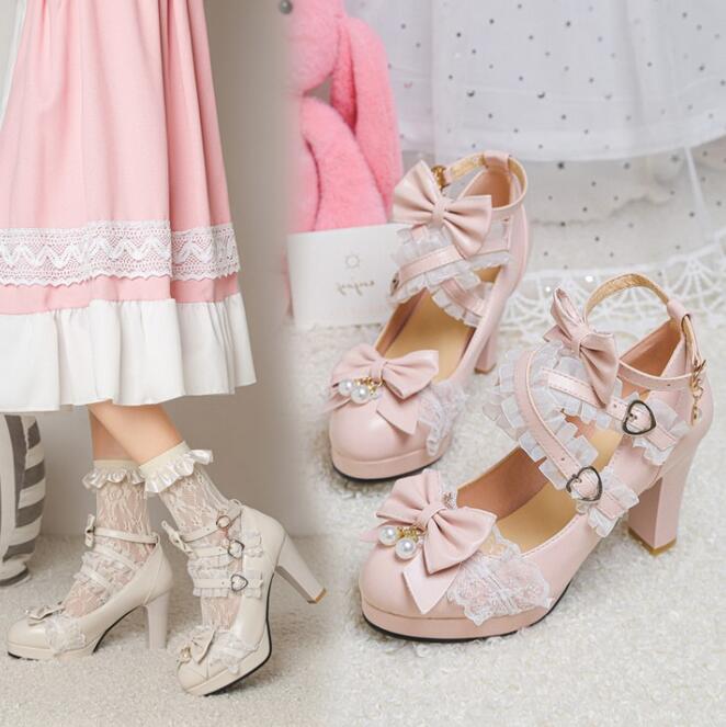 【20点セット】メガ割レディース ロリータ靴 厚底 ロリータ メイド靴 パンプス かわいい 大きいサイズ お嬢様 ロリータ靴